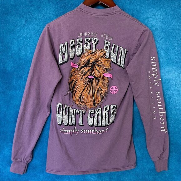 Simply Southern Messy Life Messy Bun L/S T-Shirt, Small - Picture 1 of 4